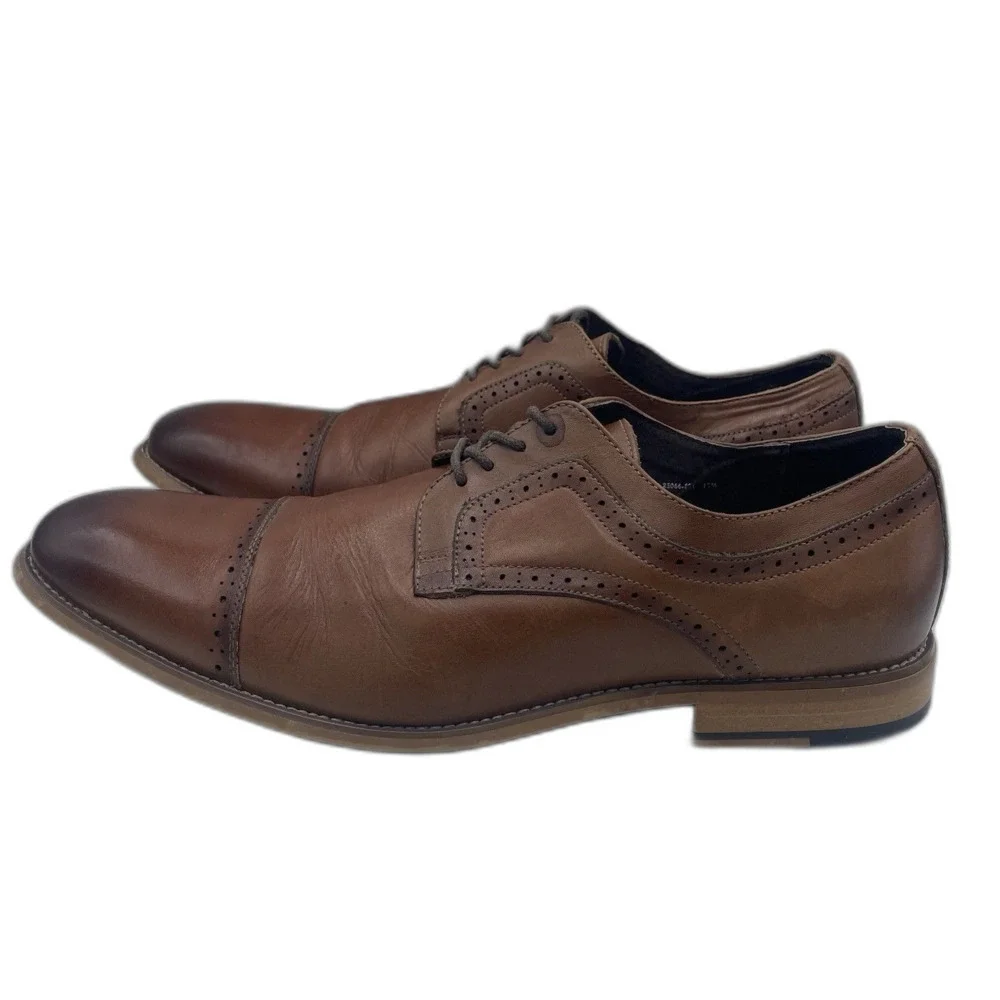 Stacy Adams Shoes Mens 13 M Dickinson Dress Cap Oxford 25066-221 Brown Leather